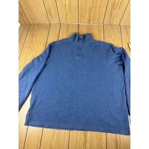 Polo Ralph Lauren Estate Rib 100% Cotton 1/4‎ Zip Up Sweater, Blue, Size XXL